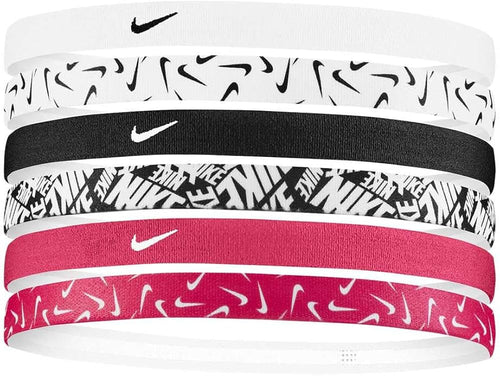 Nike Headbands 6 Pk Printed (Wht, Blk, Pnk)