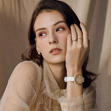 Load image into Gallery viewer, Lily - Classic (Light Gold Bezel w/ White Case and Italian Leather Band)