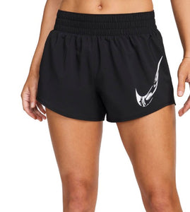 Nike Women's One Swoosh Dri-Fit Mid-Rise Graphic Shorts (Black/White)