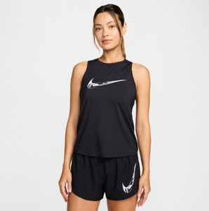 Nike Women's One Swoosh Graphic Dri-Fit Running Tank (Black/White)