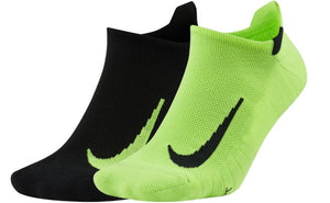 Nike Multiplier No-Show Sock 2 Pair (Black/Volt) (Volt/Black)