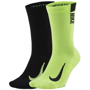 Nike Multiplier Crew Sock  2 Pair (Black/Volt) (Volt/Black)