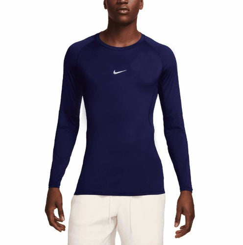 Nike Pro Dri-FIT Tight Top Long Sleeve Blue Void/White