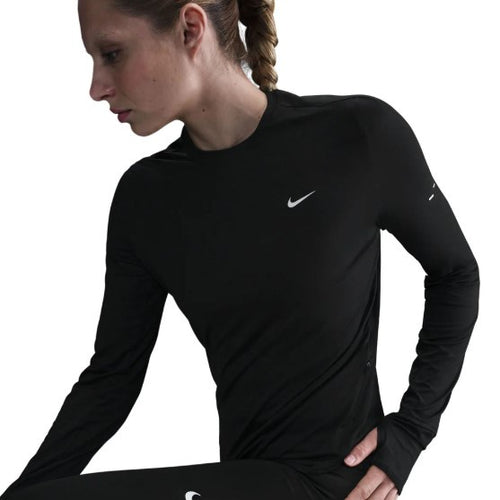 Nike Women Swift Dri-FIT UV Long-Sleeve Crewneck Running Top Black/(Reflective Silver)
