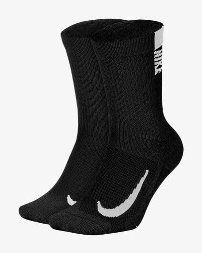 Nike Multiplier Crew Sock 2Pair Black/(White)