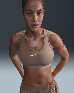 Women's Nike Swoosh Medium Support Bra Mink Brown/(White)