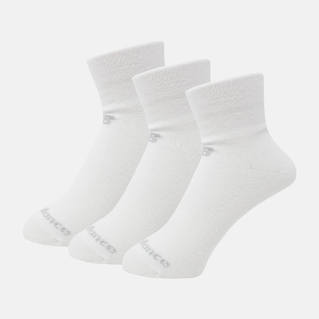 NB Unisex Performance Cotton Flat Knit Ankle Socks 3 Pack (White)