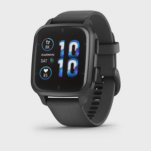 Venu® Sq 2 – Music Edition Slate Aluminum Bezel with Black Case and Silicone Band
